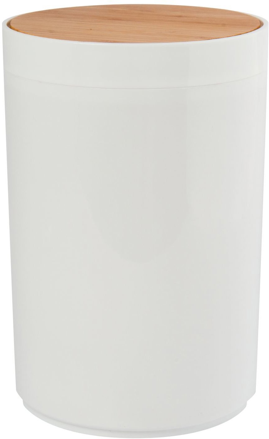 MSV výklopný odpadkový kôš Oslo, biely, plast, bambusové veko, 5 l