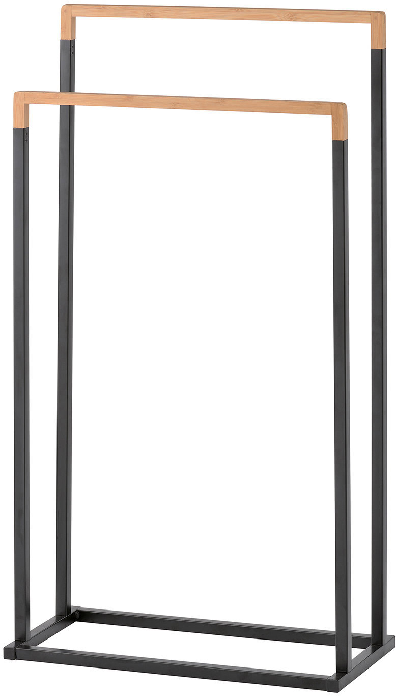 Spirella stojan na 2 uteráky CHIC, čierny, oceľ, bambus