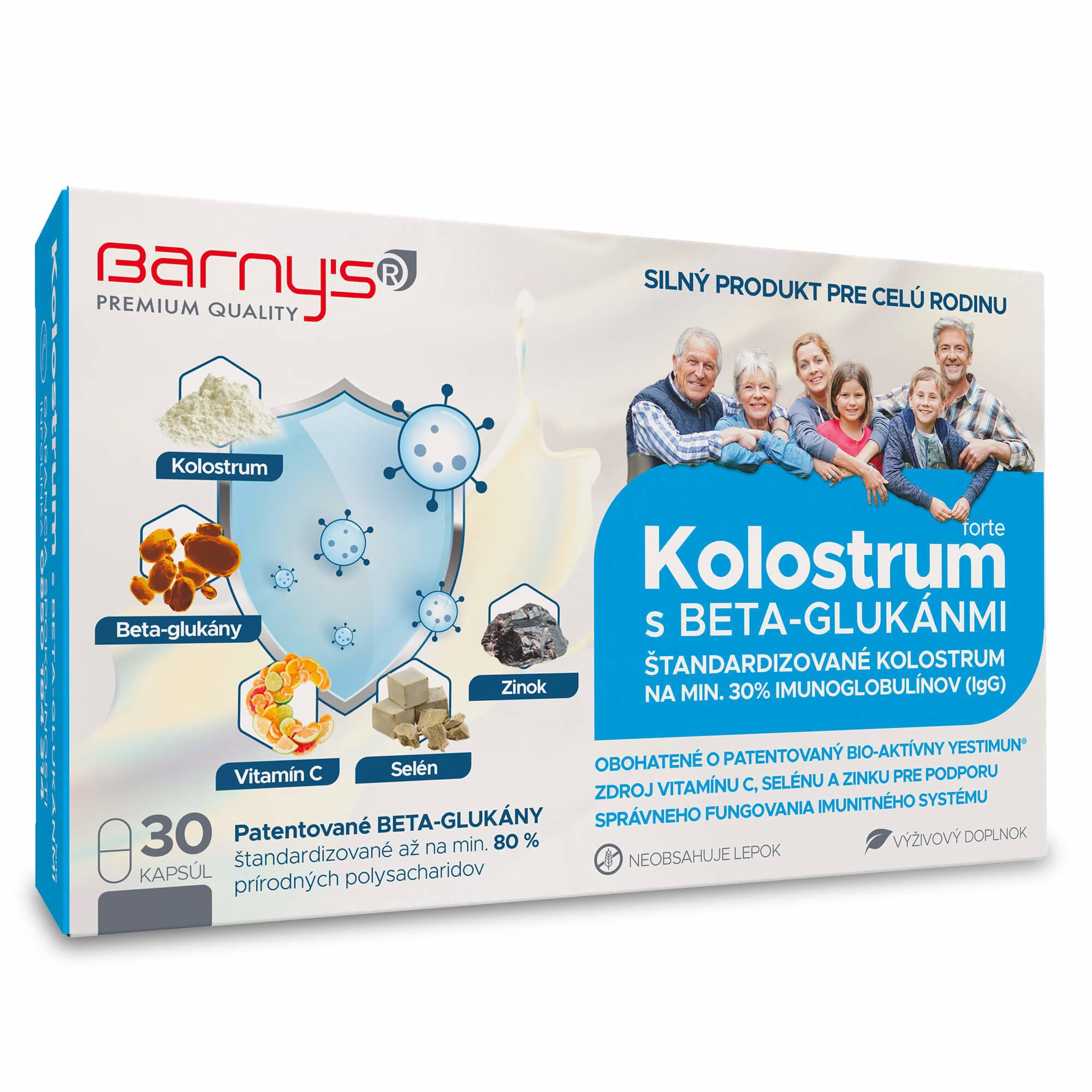 Barny's Kolostrum s beta-glukánmi forte 30 kapsúl + rúško
