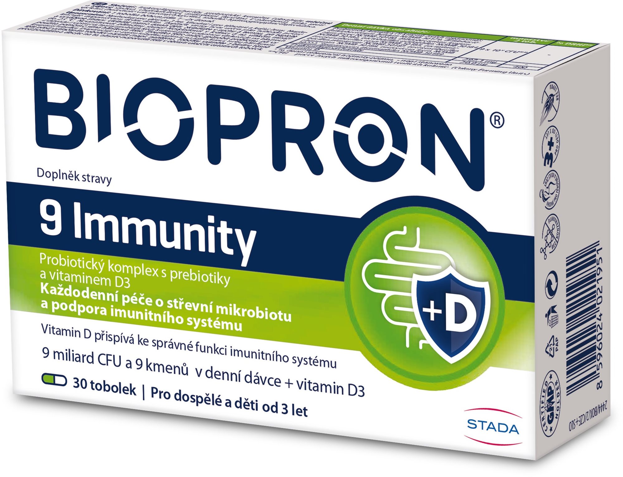 Biopron Imunita, probiotiká a prebiotiká + vitamín D na každodennú podporu imunity, 30 kapsúl