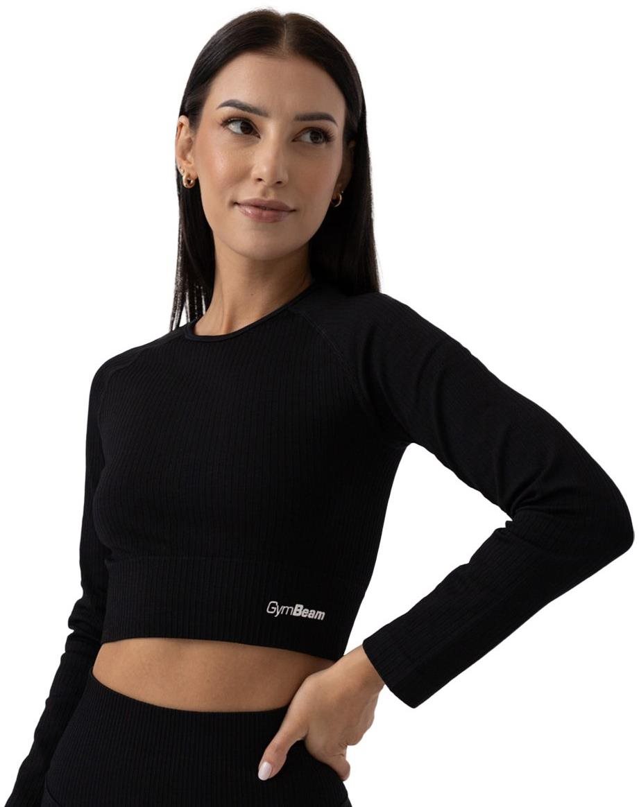 GymBeam Dámske tričko FLO Ribbed Crop Top Black L