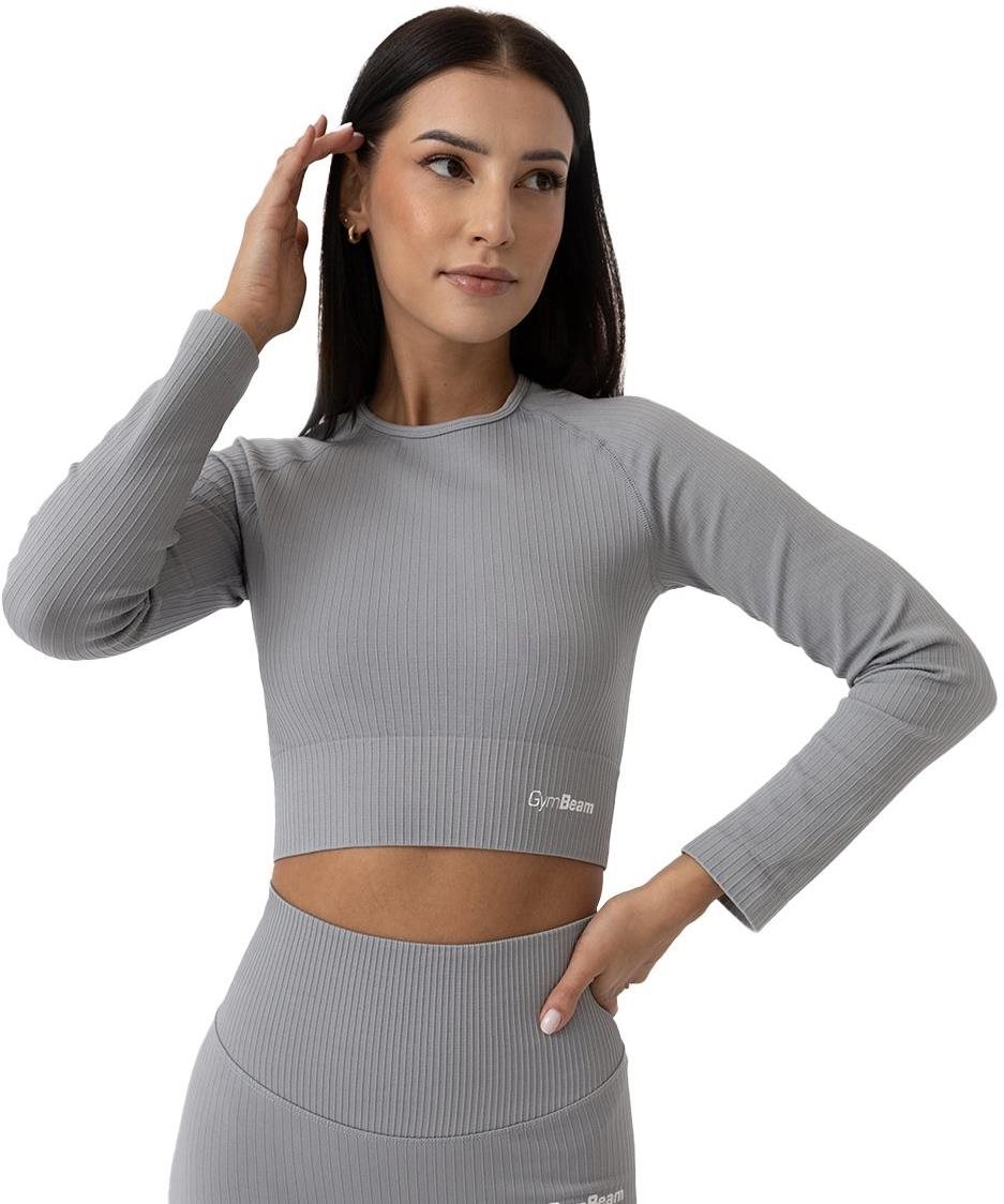 GymBeam Dámske tričko FLO Ribbed Crop Top Grey M