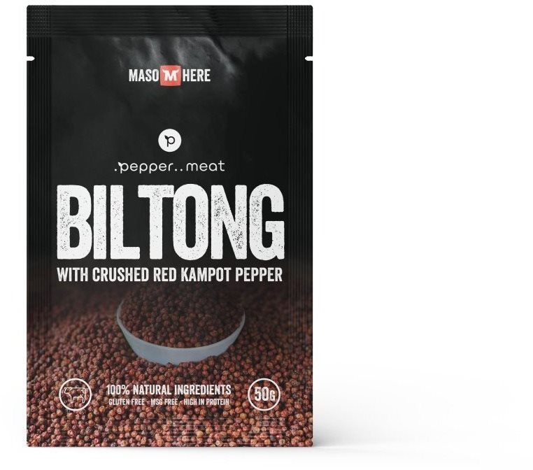 Maso Here, hovädzí biltong s kampotským čiernym korením 50 g