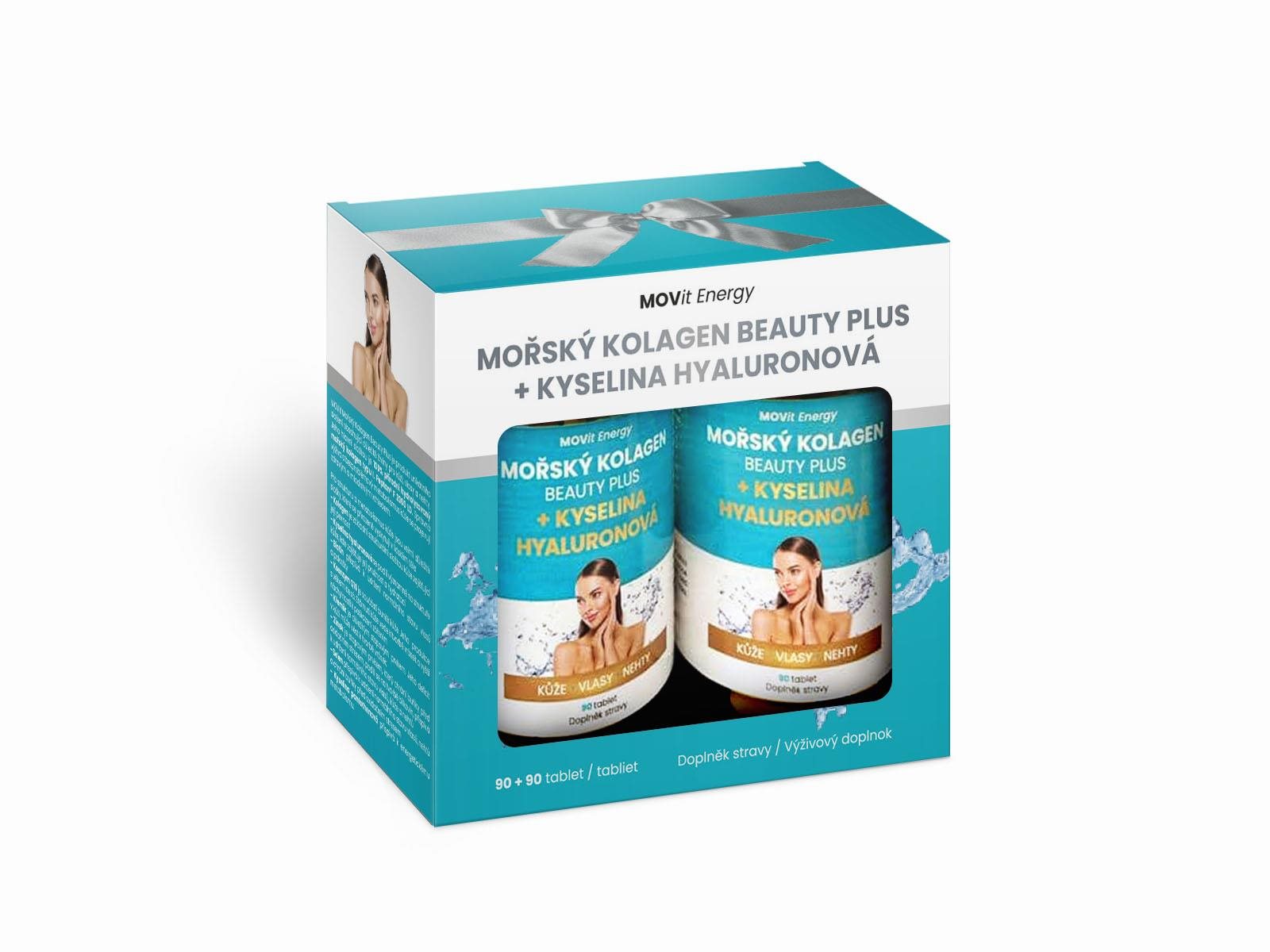 MOVit Beauty Darčekový Balíček Morský kolagén Beauty Plus 90 + 90 tabliet
