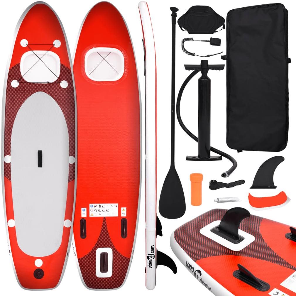 SHUMEE Nafukovací SUP paddleboard a príslušenstvo červený 330 × 76 × 10 cm