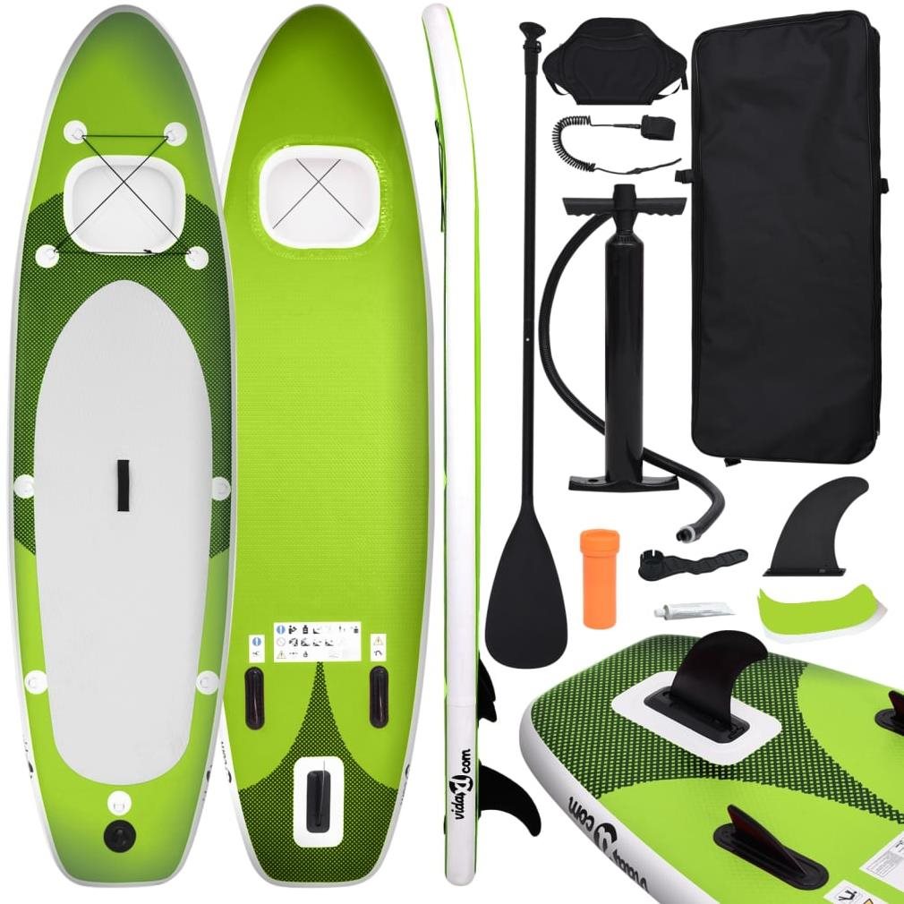 SHUMEE Nafukovací SUP paddleboard a príslušenstvo zelený 300 × 76 × 10 cm