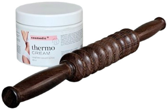 Adonis Masážní válec dřevo s podpůrným THERMO krémem