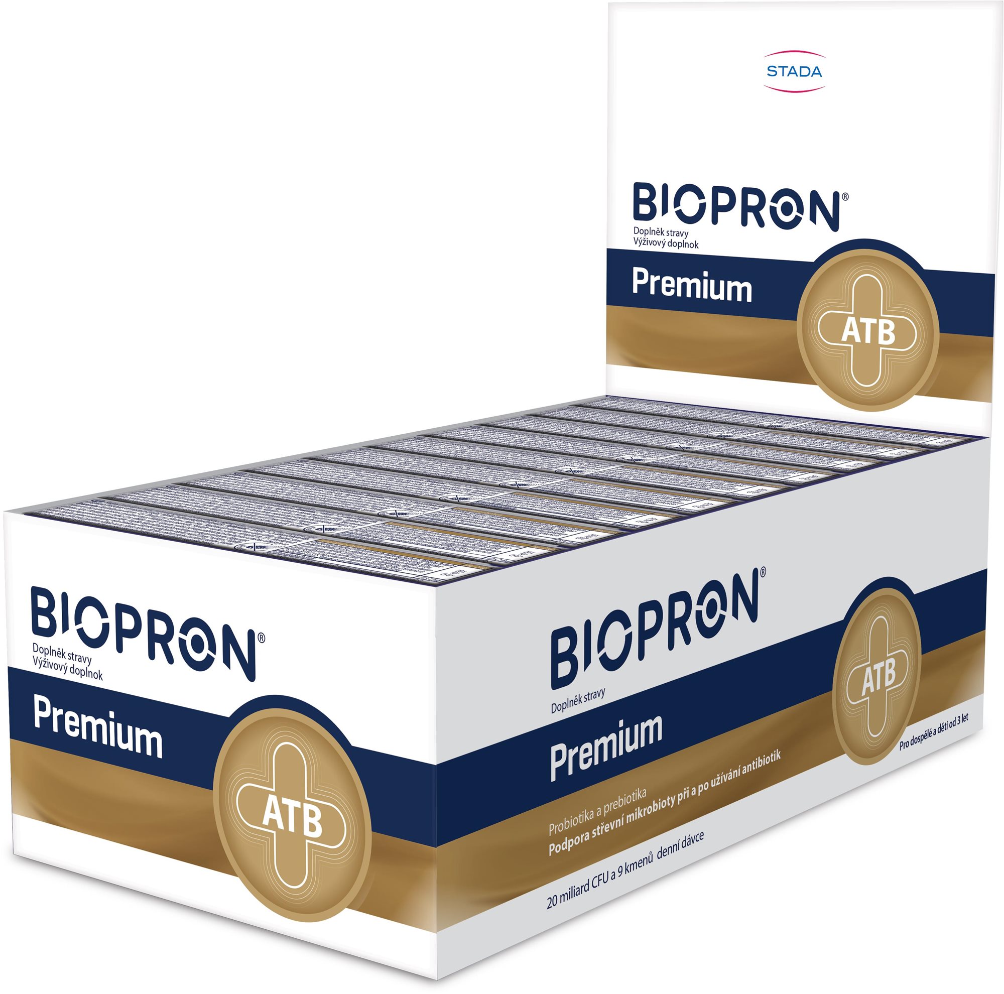 Biopron Premium probiotiká a prebiotiká pri a po užívaní antibiotik, 10× 10 toboliek