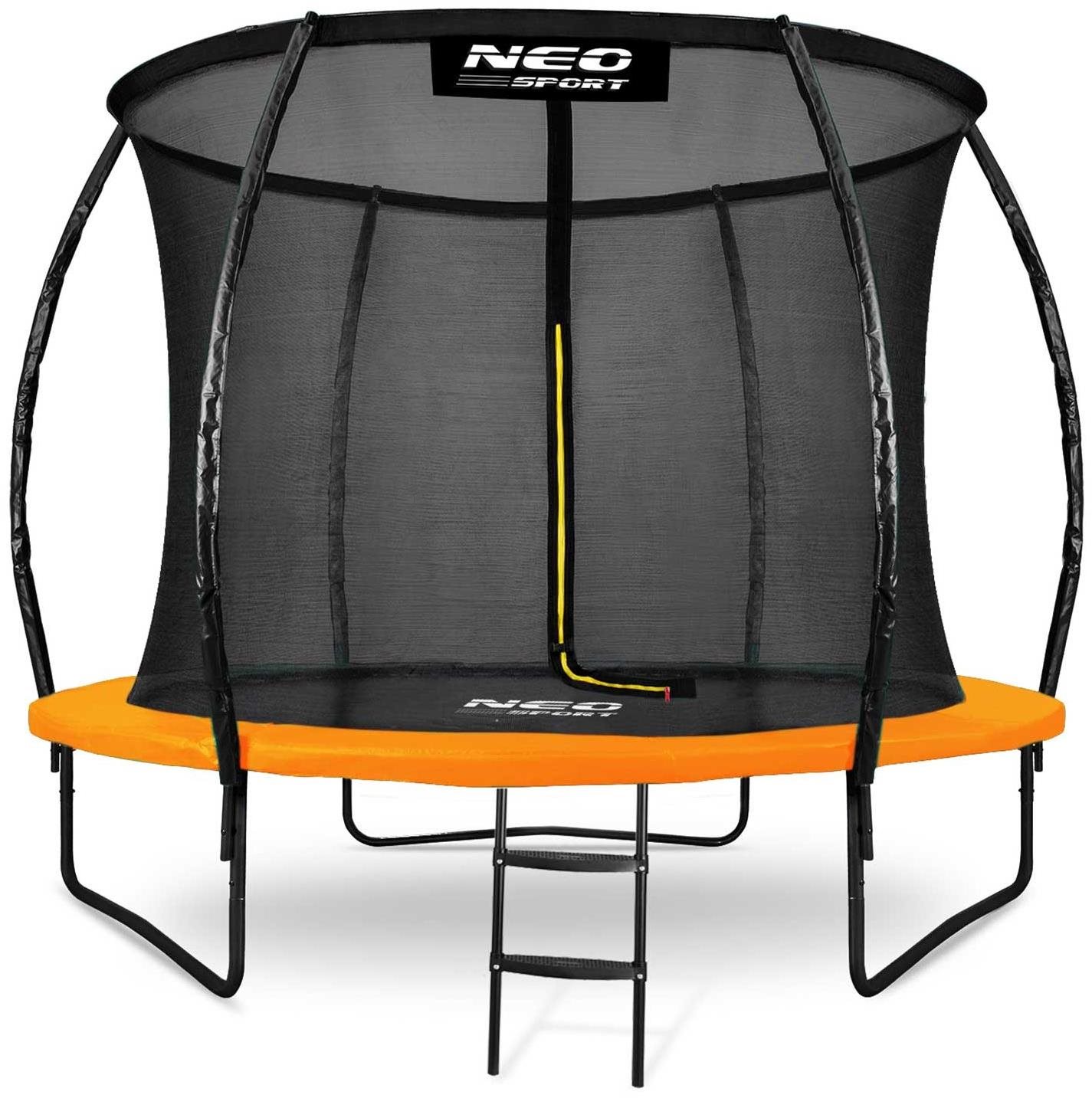 Neo-Sport Profilovaná záhradná trampolína 10 stôp/312 cm s vnútornou sieťou, čierno-oranžová