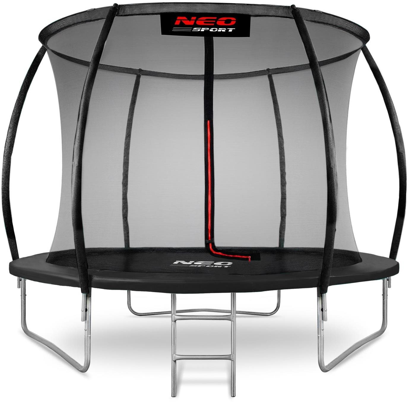 Neo-Sport Profilovaná záhradná trampolína 10 stôp/312 cm s vnútornou sieťou, čierna