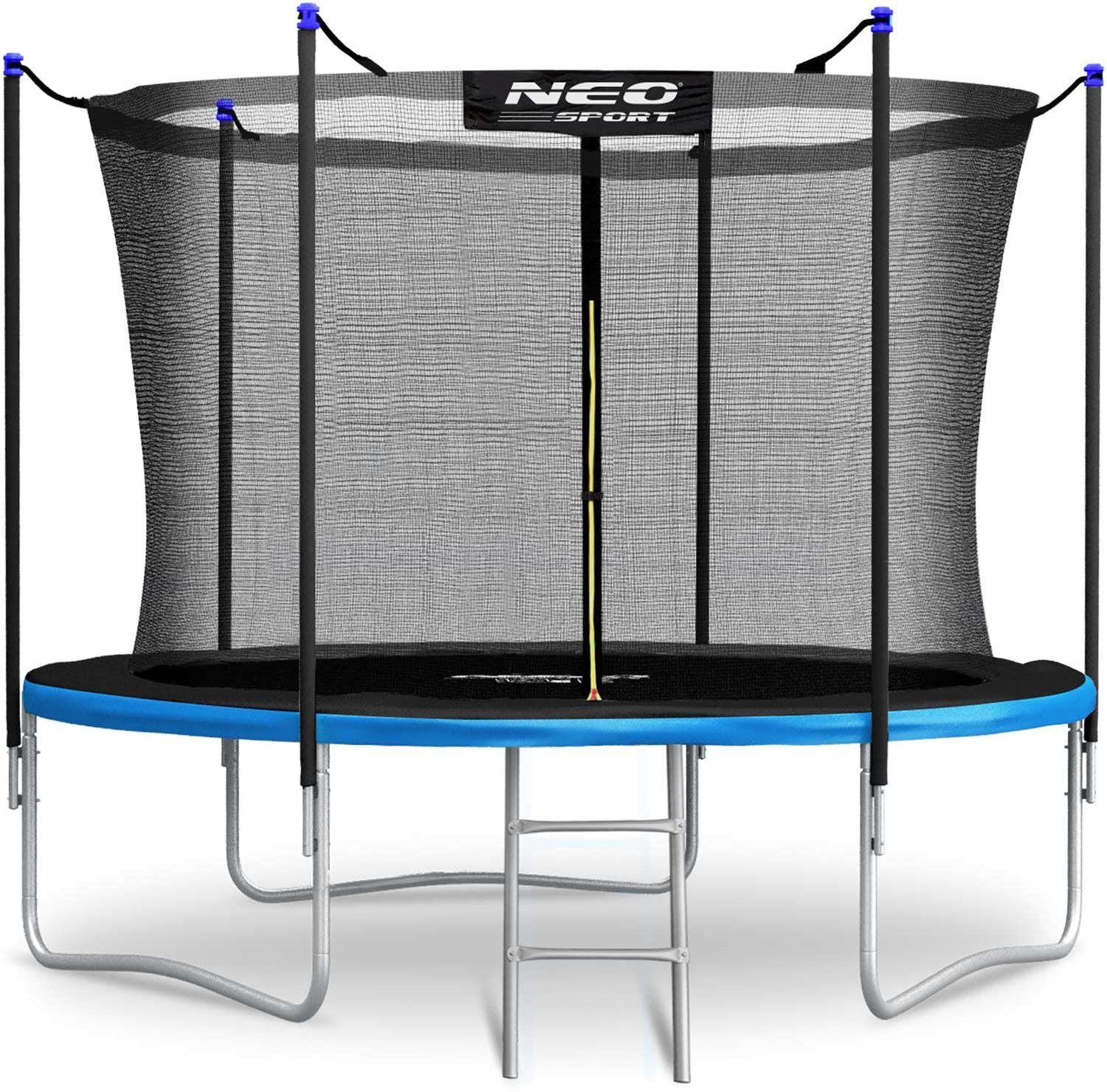 Neo-Sport Záhradná trampolína 10 stôp/312 cm s vnútornou sieťou a rebríkom, čierno-modrá