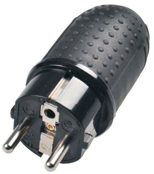 Solight Káblová gumová vidlica do vlhka priama 220 V/16 A/IP44, čierna, P76