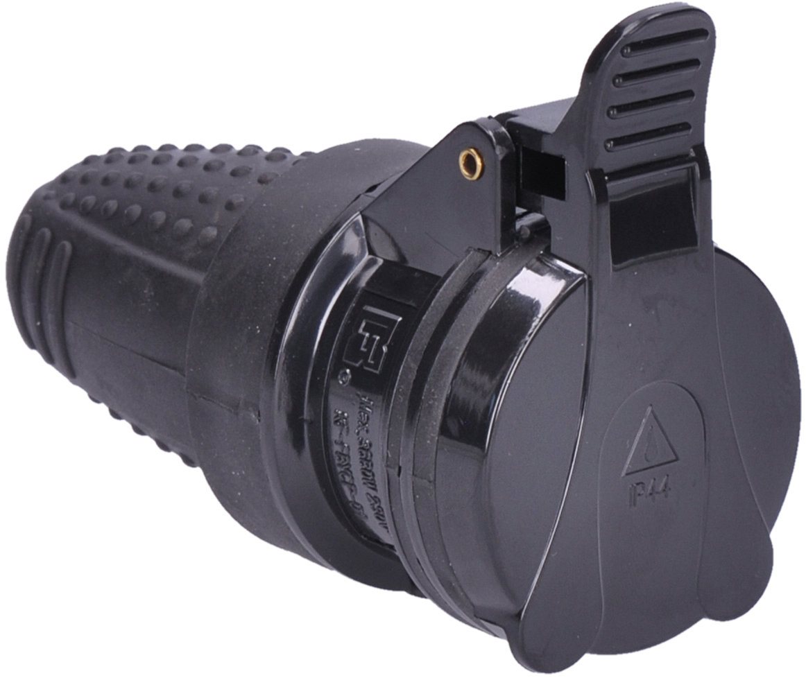 Solight Káblová zásuvka gumová do vlhka P77 230 V/16 A/IP44, čierna