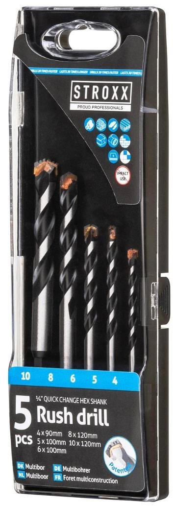 STROXX sada univerzálnych vrtákov 1/4", 5 ks priemer 4, 5, 6, 8, 10 mm