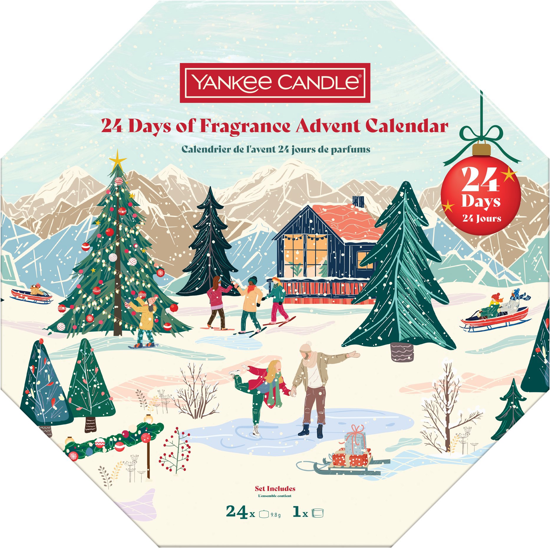 YANKEE CANDLE Adventný kalendár 2025 veniec 24× 9,8 g