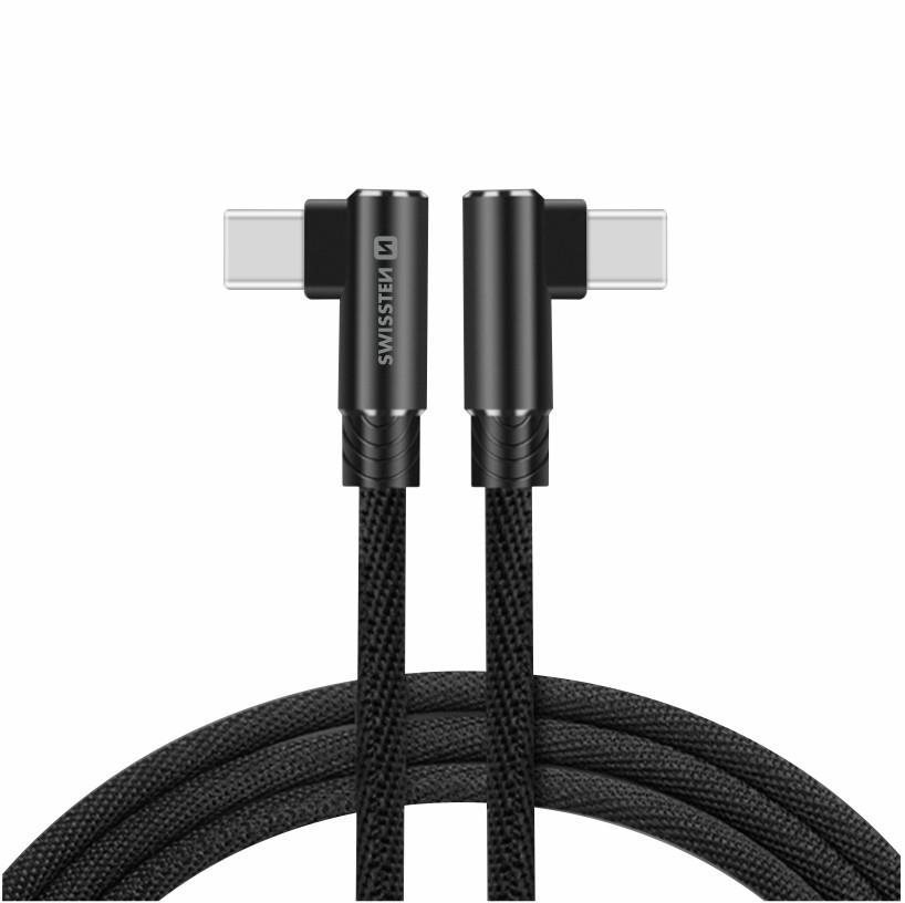 Swissten Arcade textilný dátový kábel USB-C/USB-C 1.2 m čierny