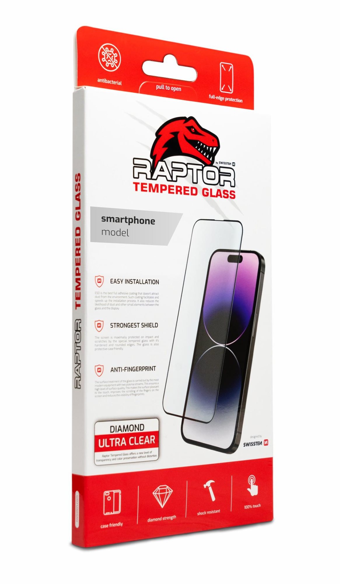 Swissten Raptor Diamond Ultra Clear 3D temperované sklo Apple iPhone 7/8/Se 2020/Se 2022 čierne