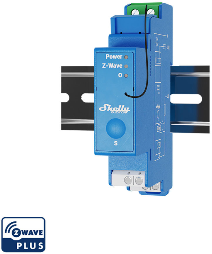 Shelly Wave 1, spínací modul na DIN lištu, Z-Wave