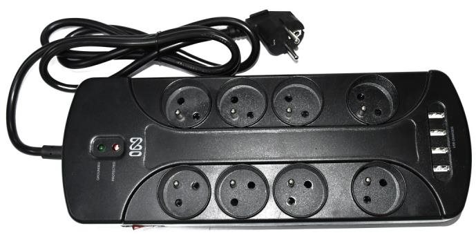 IN Prepäťová ochrana s 8 zásuvkami a 4 USB, kábel 1,5 m