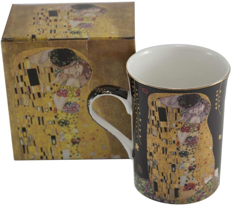 Home Elements Hrnček 300 ml, Klimt Bozk čierny