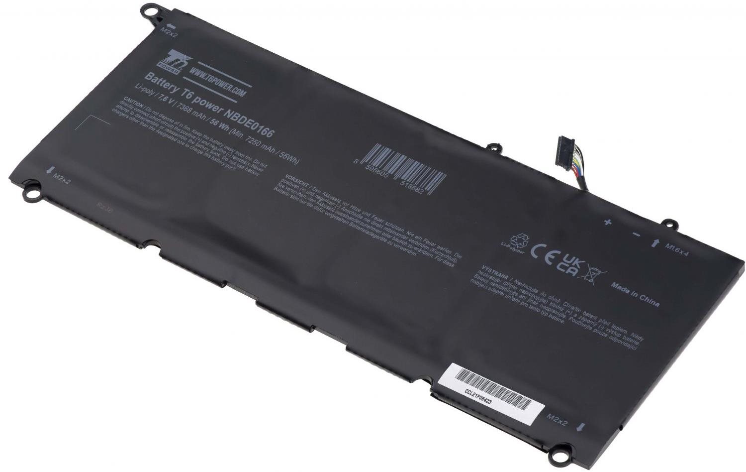 T6 Power pre Dell XPS 13 9343, Li-Poly, 7,6 V, 7368 mAh (56 Wh), čierna