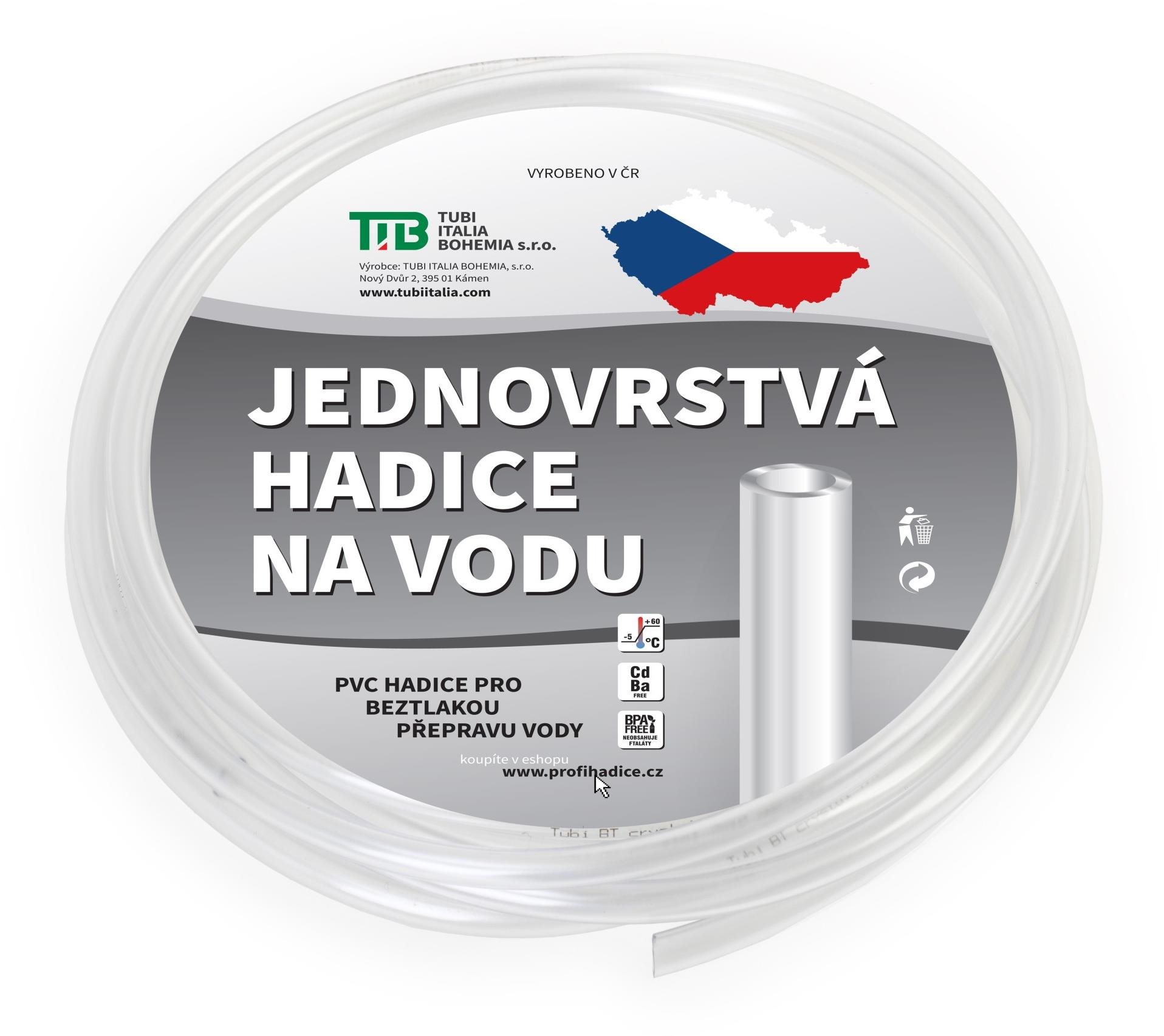 TUBI Hadica záhradná jednovrstvová 6 × 9mm, priehľadná - dĺžka 100 m