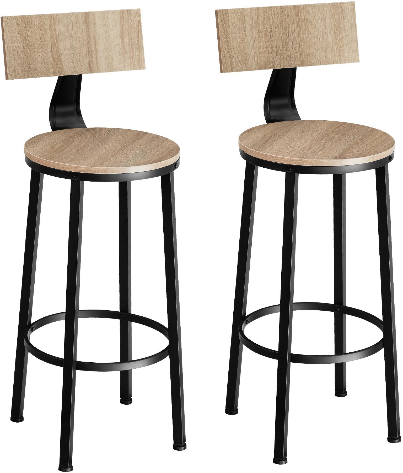2 Barové stoličky Poole Industrial svetlé drevo, dub Sonoma