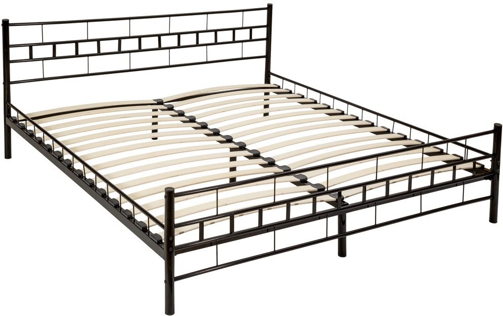 Kovová posteľ dvojlôžková vrátane lamelových roštov – 200 × 180 cm ,čierna