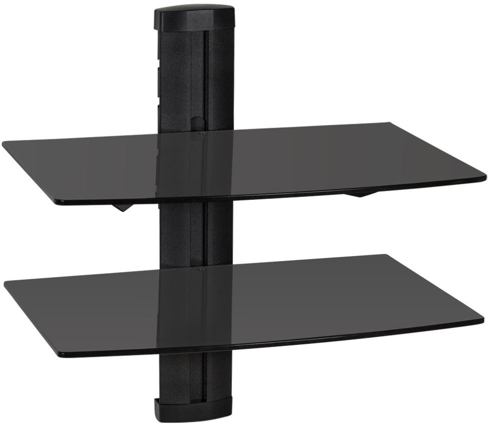 Policový systém na DVD / SAT dve poličky 45 × 42 × 30 cm, čierna