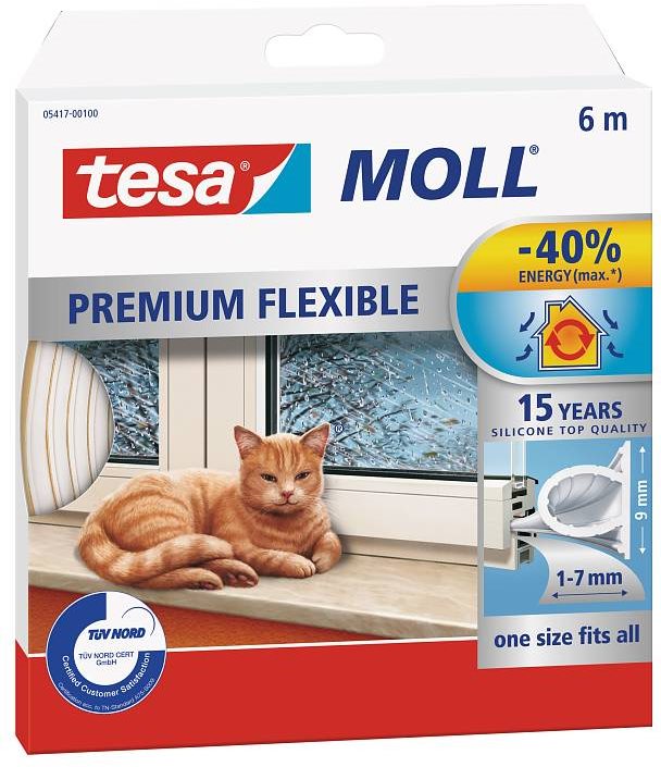 tesamoll - Silikónové samolepiace tesnenie, 6 m, biele