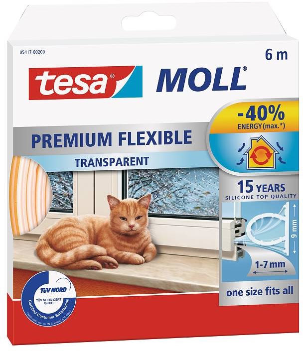 Tesamoll - Silikónové samolepiace tesnenie, 6 m, transparentné