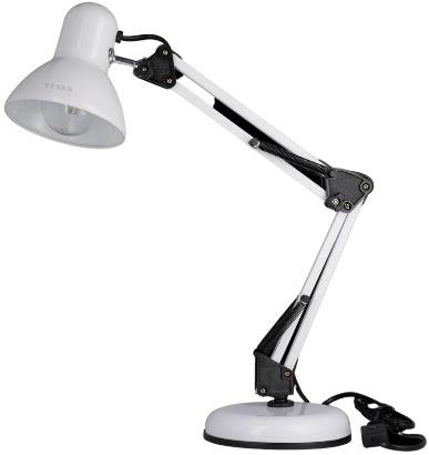 Tesla stolná retro lampička Tereza, E27, kovová, biela