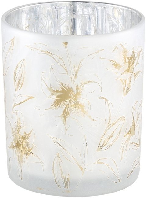 TEXTILOMANIE Biely sklenený svietnik Aolani Flower, 10 cm