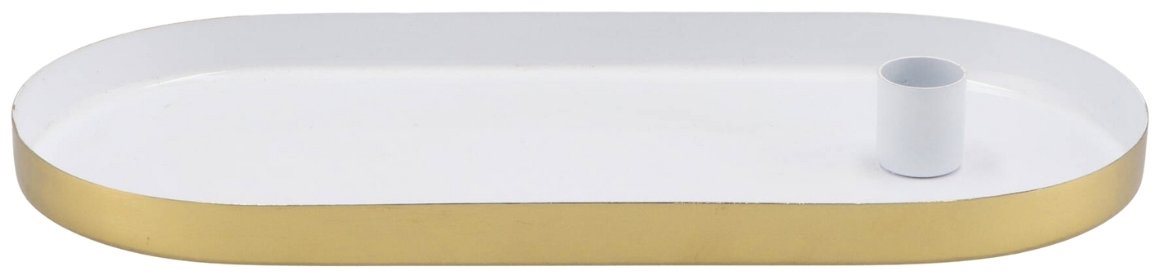 TEXTILOMANIE Oválny kovový svietnik Marakesh 30 cm, biely