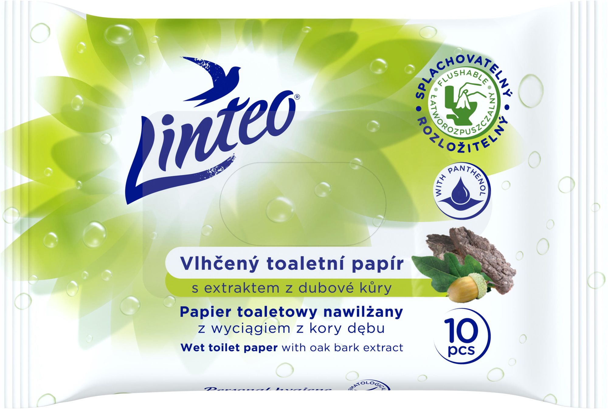 LINTEO – Vlhčený toaletný papier s dubovou kôrou (10 ks)