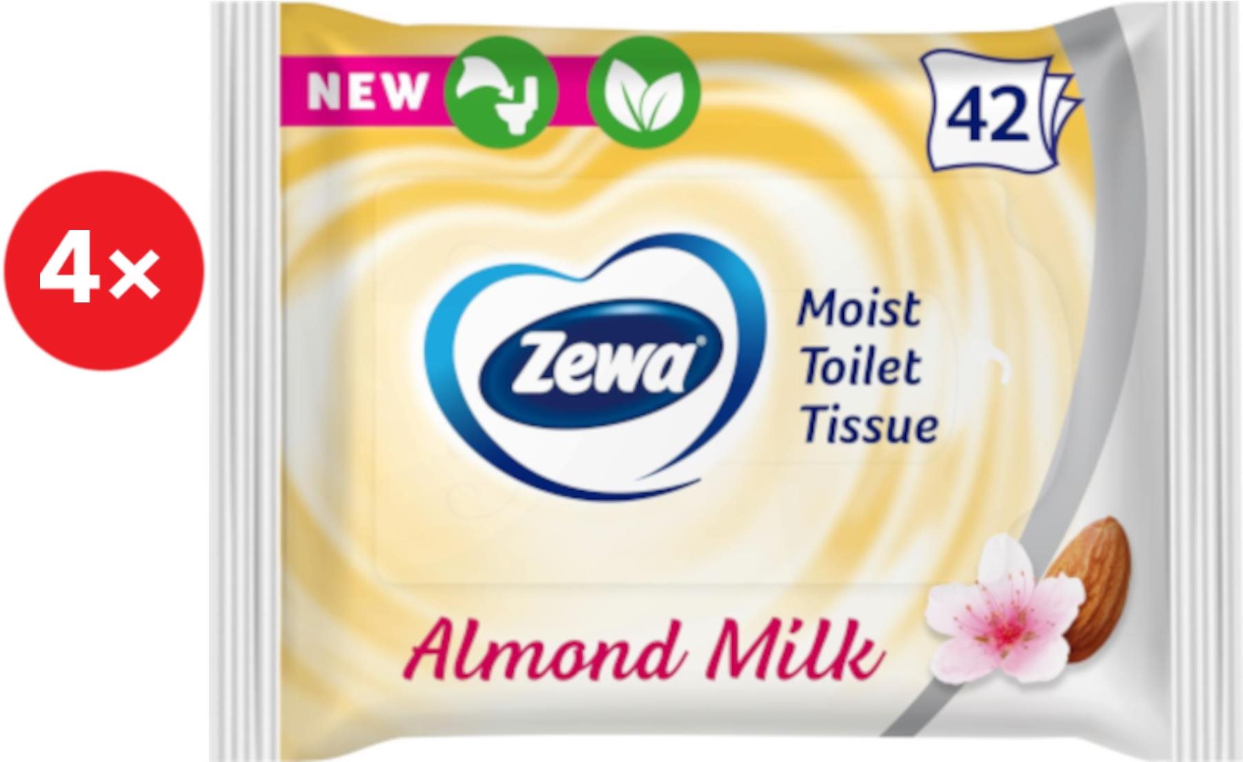 ZEWA Almond Milk vlhčený toaletný papier (4× 42 ks)