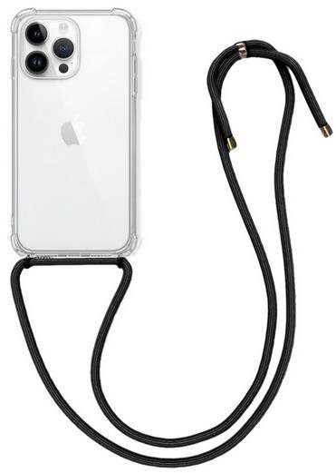 TopQ Kryt iPhone 14 Pro s čiernou šnúrkou priehľadný 82593