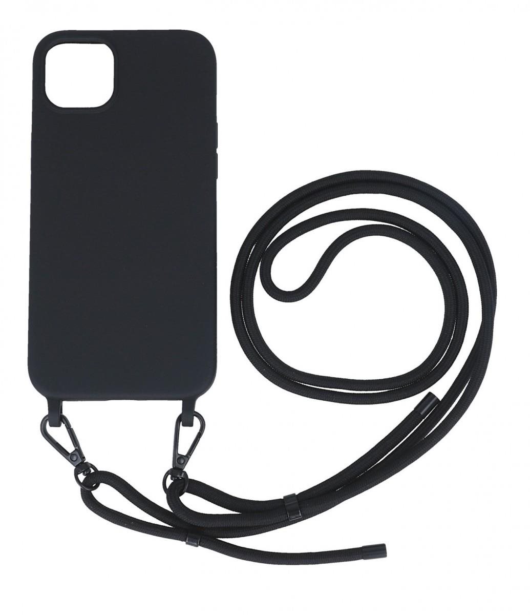 TopQ Kryt Simple iPhone 15 Plus čierny so šnúrkou 111324