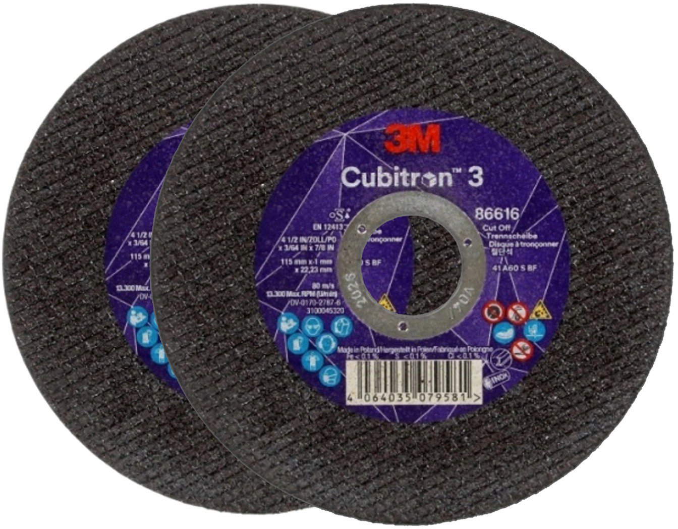 3M Cubitron 3 Rezný kotúč, rozmer 115 × 1 mm, 2 ks, 86616