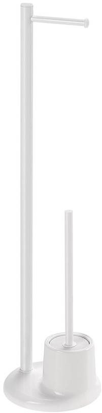 GEDY Stojan s držiakom na toaletný papier a WC kefou, biely