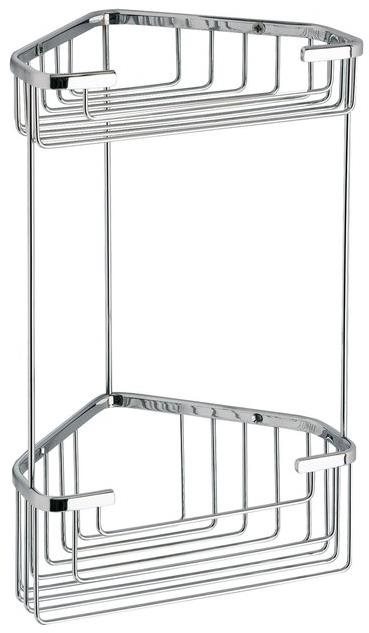 GEDY SMART dvojposchodová rohová polica 200 × 325 × 151 mm, chróm