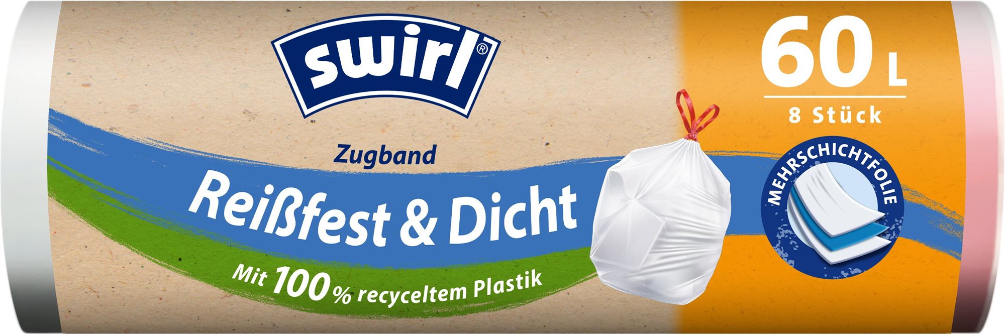 SWIRL Zaťahovacie vrecia na odpad 60 l, 8 ks