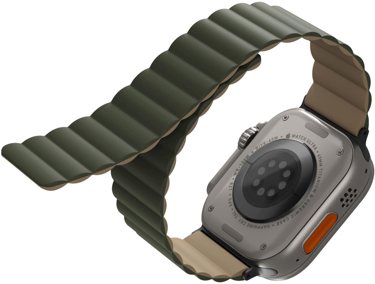 UNIQ Revix Reversible Magnetic remienok pre Apple Watch 42/44/45/Ultra 49 mm zelený/hnedý