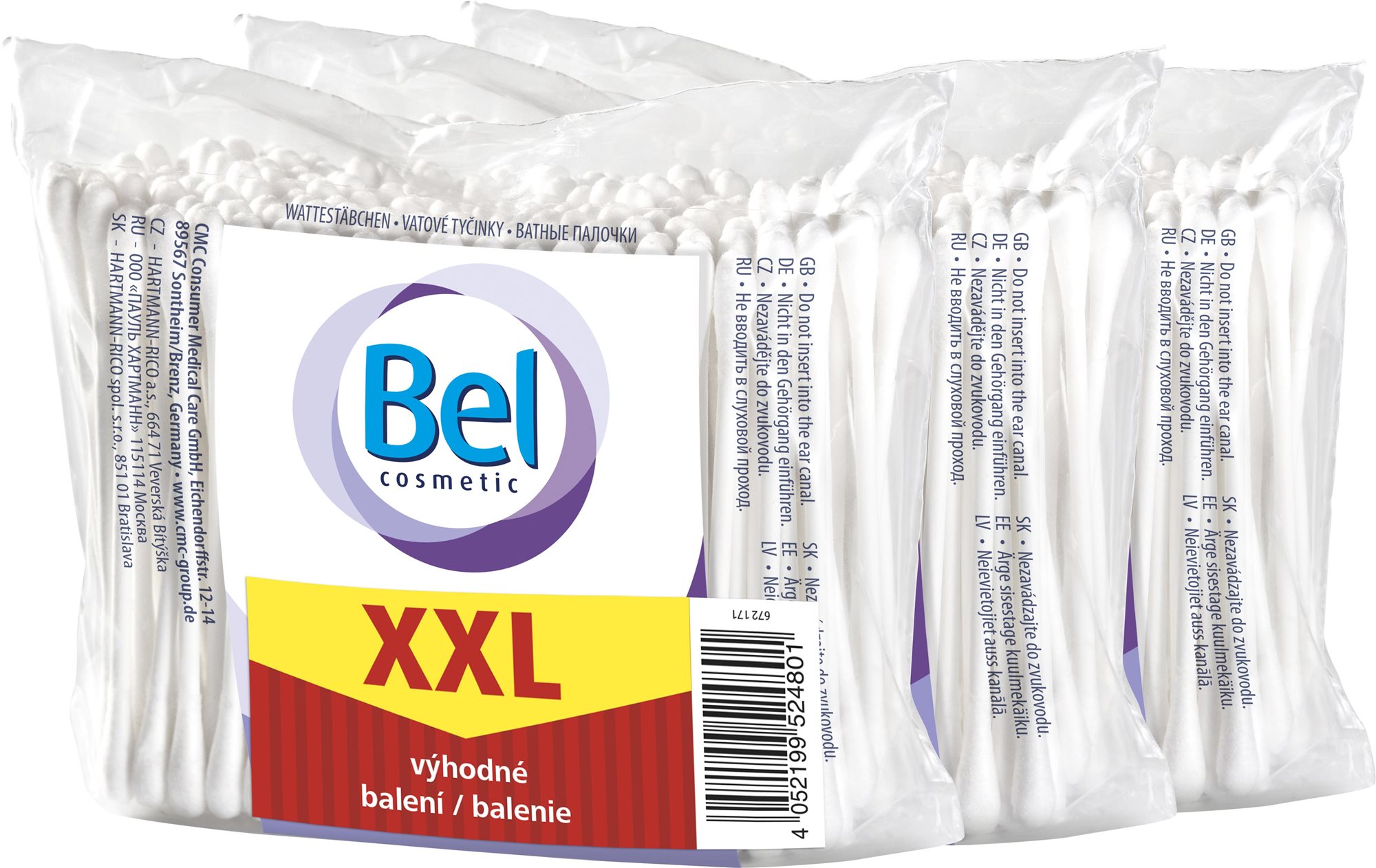 BEL Cosmetic vatové tyčinky XXL pack 3× 160 ks