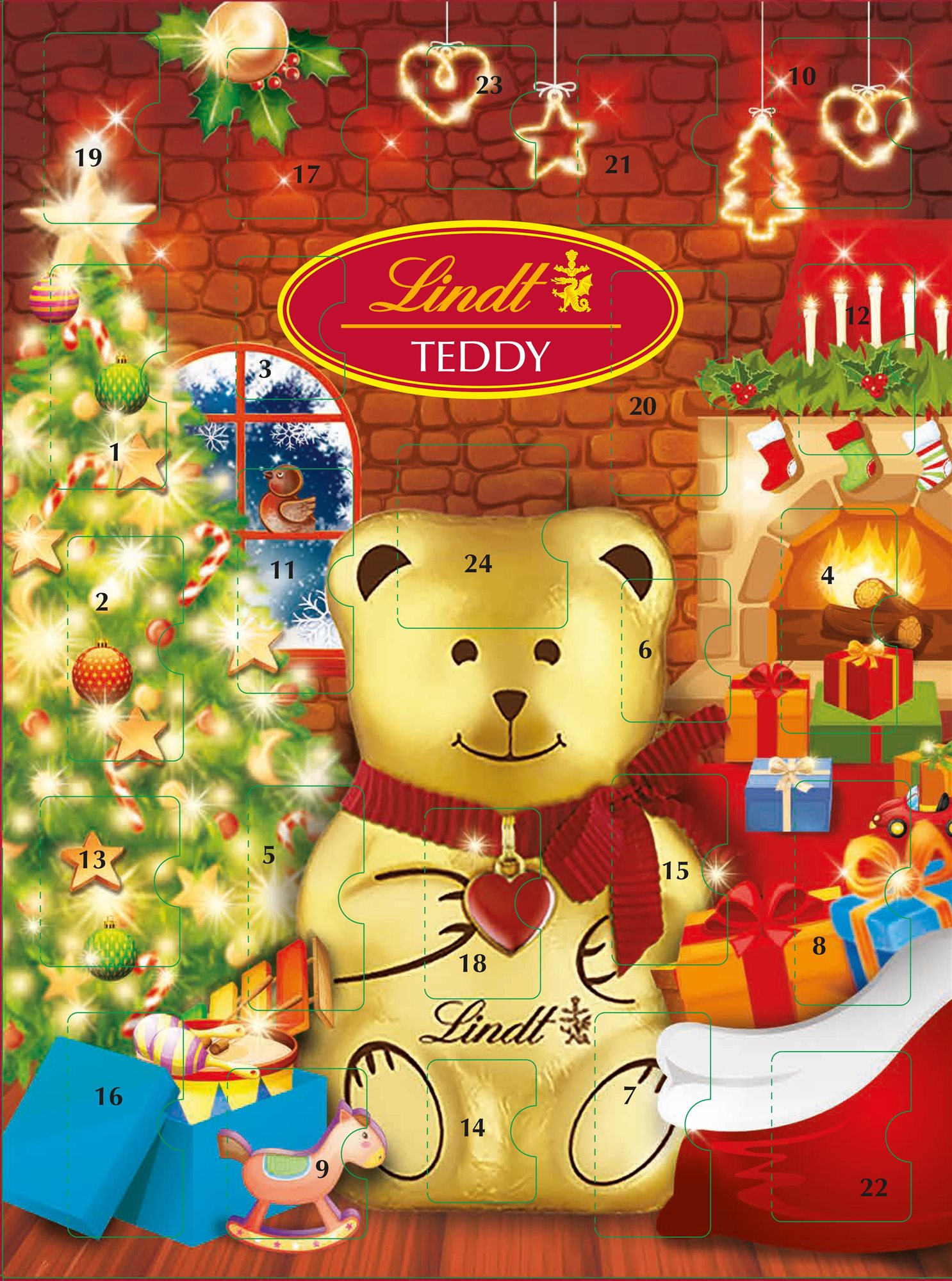 LINDT Teddy Xmas Tree Adventný kalendár 170 g