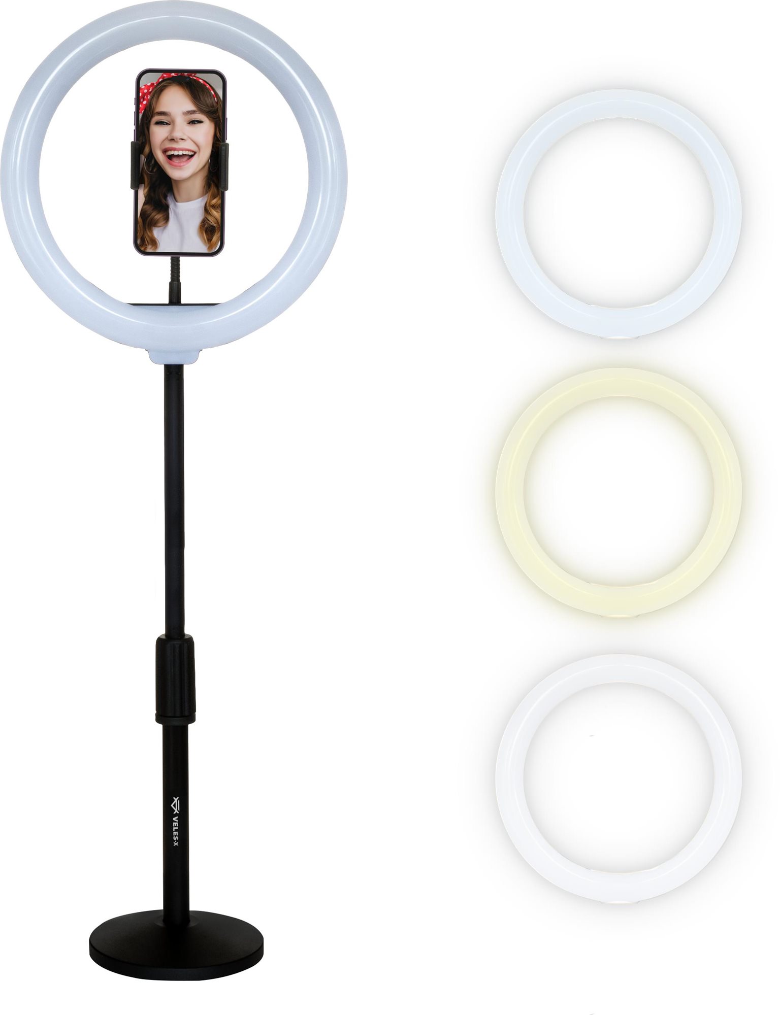 Veles-X Desktop Ring Light with Stand and Phone Holder