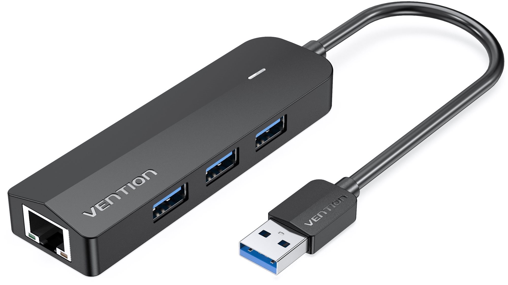 Vention 3-Port USB 3.0 Hub with Gigabit Ethernet Adapter 0,15 m Black