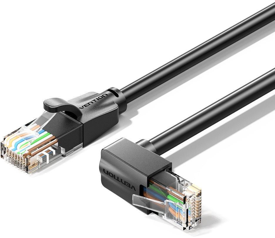 Vention Cat.6 UTP Downward Right Angle Ethernet Patch Cable 1 m Black