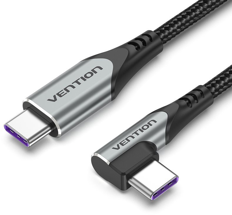 Vention Type-C (USB-C) 2.0 Right Angle to USB-C 1 M Gray Aluminum Alloy Type