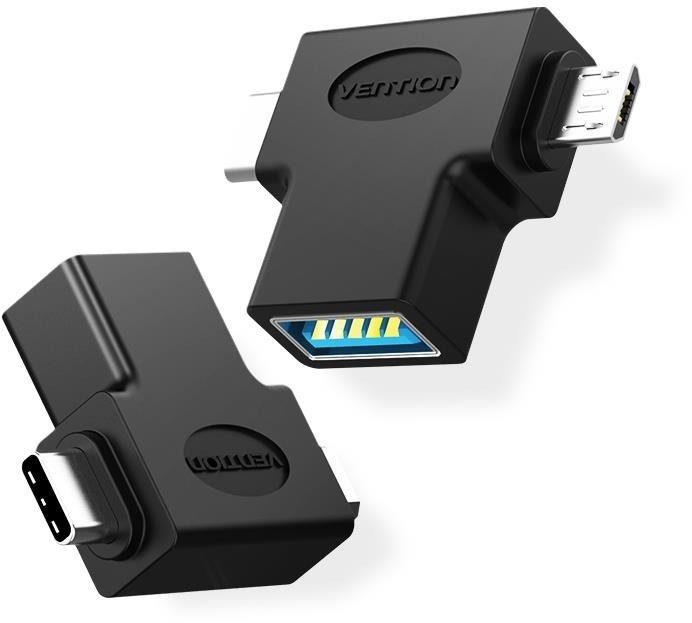 Vention OTG Adapter Black micro USB + USB-C to USB for Android